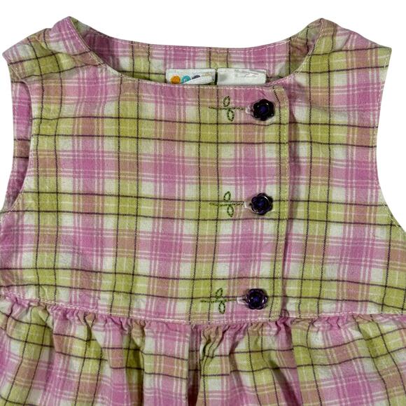 Vintage Y2K "GARDEN PARTY" Romper Girls 3-6 months Plaid Pink - Picture 4 of 5